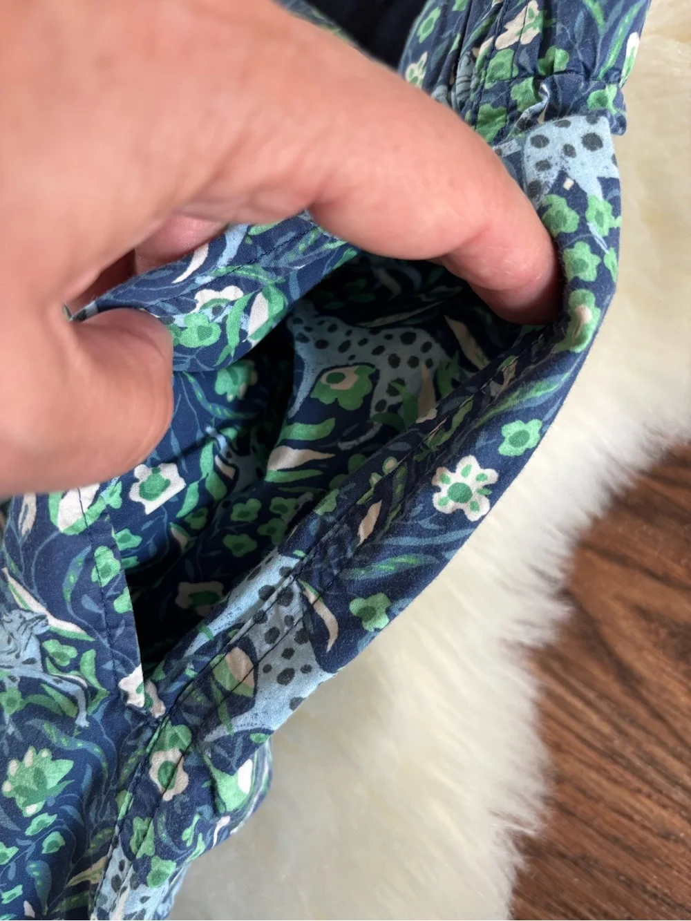 J.Crew Fauna Floral Blue Spotted Leopard Cotton Poplin Pajama Set Medium